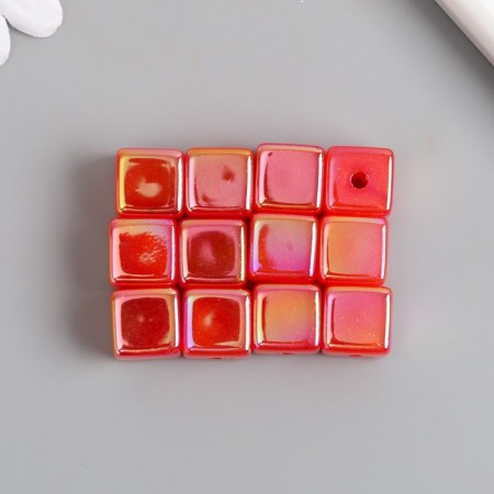 Busina for creativity Plastic "Cube. Purvalum shine" Red 1,4x1.4x1.4 cm-2