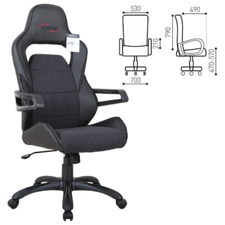 Playing armchair Brabix "Nitro GM-001", fabric, eco-leather, black