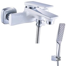 Lemark Allegro LM5914CW bath mixer, with short pour, chromium color, white