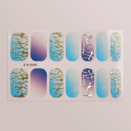 Flood strips for manicure, 14 pcs, blue/blue color-3