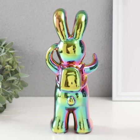 Souvenir Ceramics "Fashion Bunny" Green Chameleon 7x9.5x22 cm-2