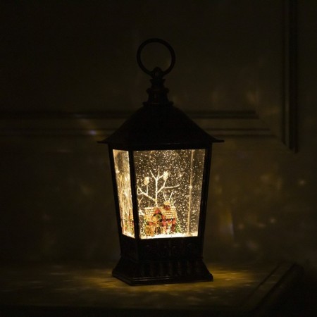 LED figure "Lantern with a house" 12 × 24 × 12 cm, plastic, AAX3 batteries (not complete), USB, glow warm white-4