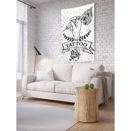 Decorative panel with photo printing "Old school of tattoos", vertical, size 100x150 cm