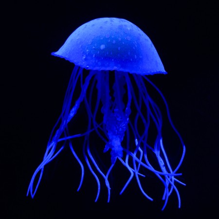 Decor for the Aquarium "Medusa", silicone, with a neon effect, 6.5 x 6.5 x 11.5 cm, blue 1006961-1
