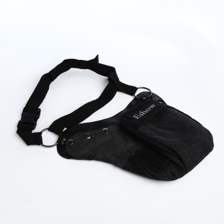 Lightning waist bag, 3 outer pockets, hook on the thigh, black color-5