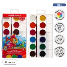 Акварель 12 цветов ErichKrause ArtBerry, с УФ-защитой, пластик, европодвес, с палитрой и кистью