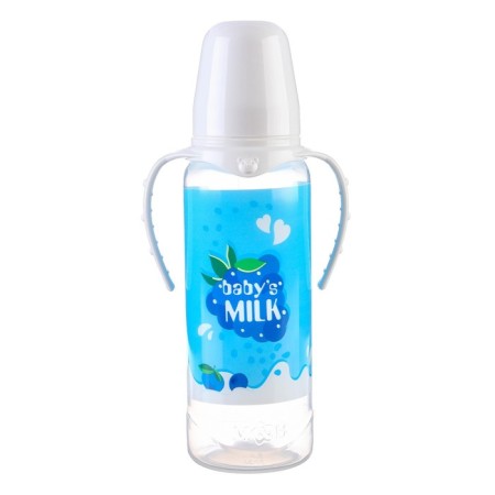 A bottle for feeding Gift "Dairy cocktail", classic throat, 250 ml., 0 months, with a nipple, with handles-1
