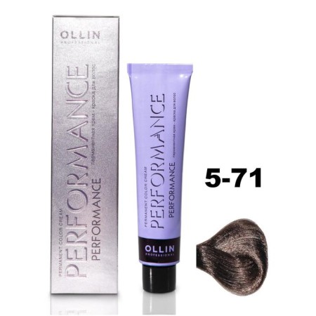 OLLIN PROFESSIONAL PERFORMANCE hair cream, tone 5/71 Bright brown-carrier, 60 ml