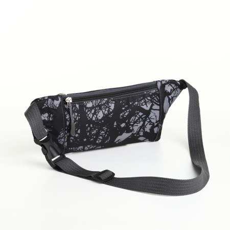 Lightning waist bag, outer pocket, USB connector, black color-2