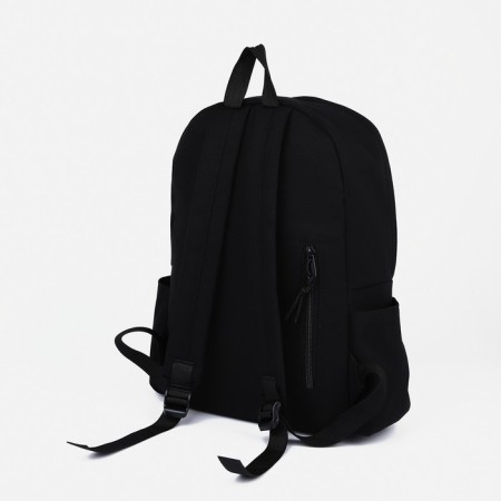 A backpack with a zipper, 4 outer pockets, black color-3