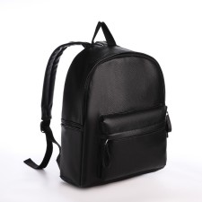 Youth backpack of artificial leather with lightning, 4 pockets, black color