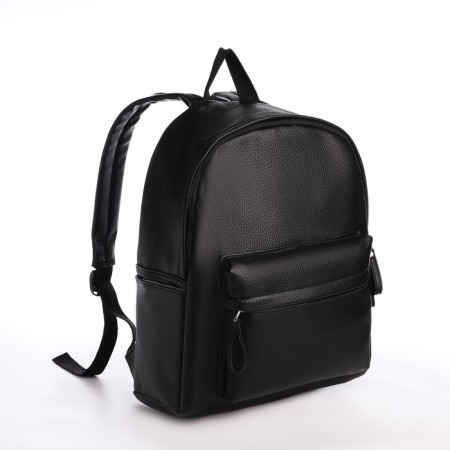 Youth backpack of artificial leather with lightning, 4 pockets, black color