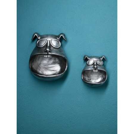 Set of wall figures "Dog", polystone, 25 cm, silver color-2