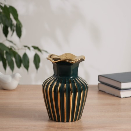VAZA Ceramics Table "Albin" 17.5x9 cm, green-golden
