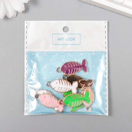 Decor for creativity Plastic for metal "Fish-Square" mix set 8 pcs 1.2x3 cm-3