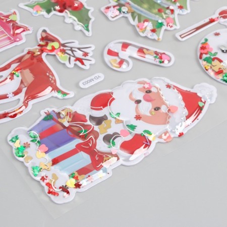 Plastic sticker interior volumetric "New Year's chores" with glitter inside 31x18 cm-3