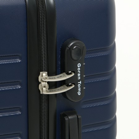 Middle suitcase 22 "On a zipper, code castle, 4 wheels, blue color-3