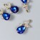 Decor for creativity metal, rhinestones "sapphire drop with a butterfly" gold 1.4x2.7 cm