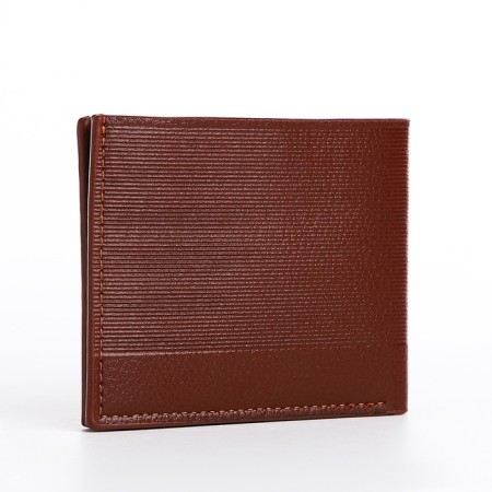 Male purse without a fastener, department for bills, for maps, color light brown-1