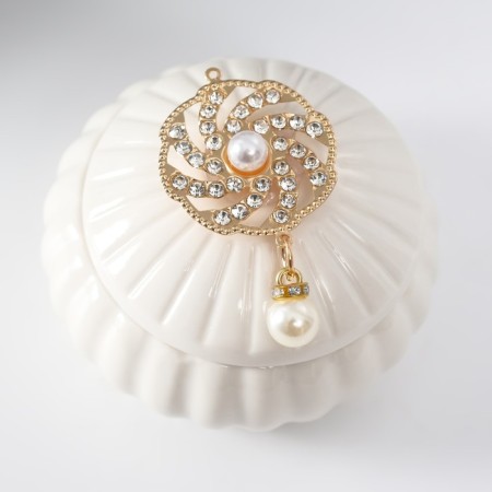 Coramics Coramics "Flower Spiral" with pearls 8.5x8.5x6 cm-3