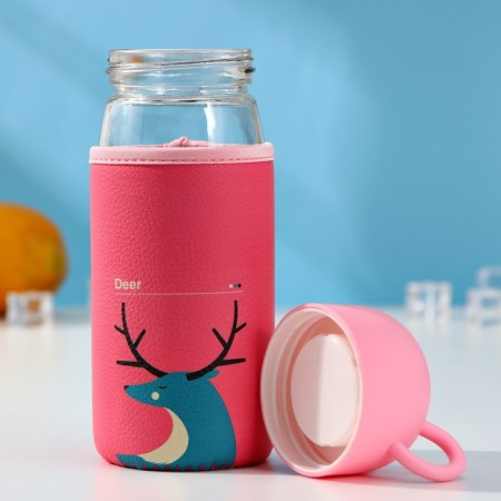 A glass bottle in the case "Forest Gang", 420 ml, h = 17 cm, color mix-2