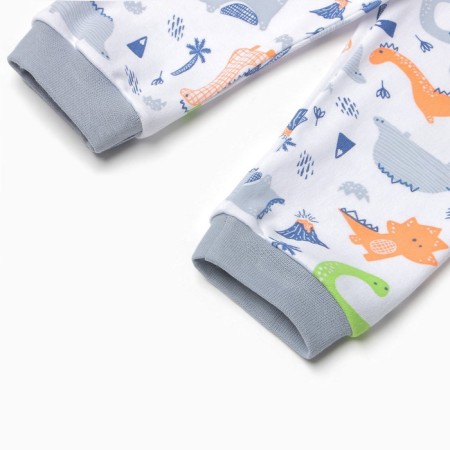 Pants children, white color/dinosaurs, height 74 cm-2