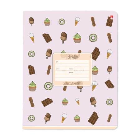 Notebook 24 sheets in a cage "Sweets", cover covered paper, mix-2