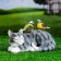 Garden figure "Cat lying with birds" 17x27x17cm