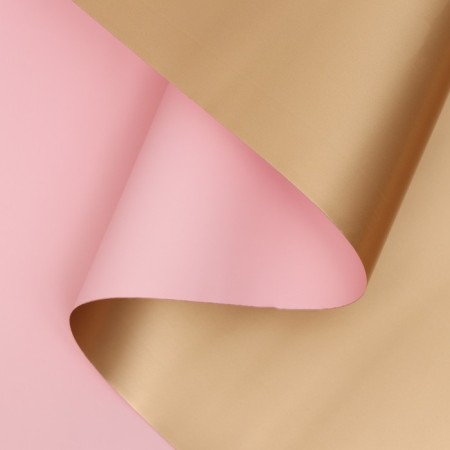 Matte film for flowers, double -sided, "aura", pink - gold, 57 cm x 5 m