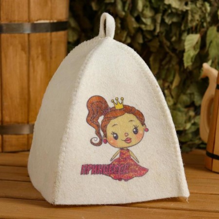 Bath hat children's "Princess" with a print, white