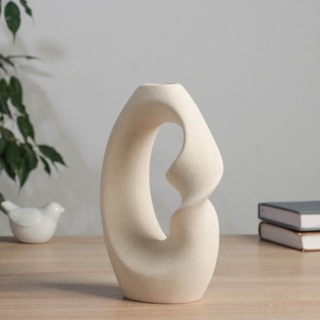 VAZA Ceramics Table "CRARI" D-3 cm, 21x14 cm, beige-1
