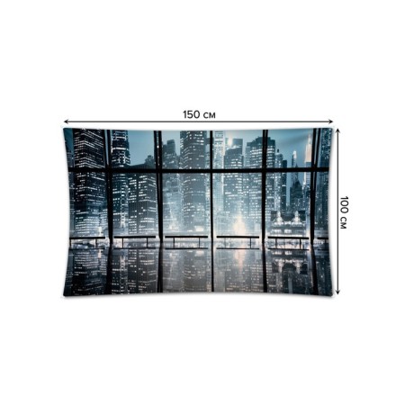 Decorative panel with photo printing “Night lights in a megalopolis”, horizontal, size 100x150 cm-1