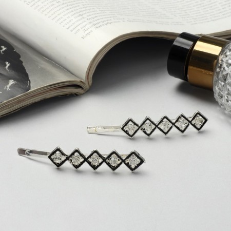 Invisibility for hair "Jannet" (set 2 pcs) Cube, 6.5 cm, silver