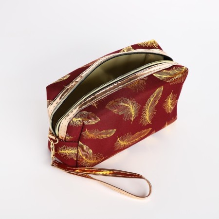 Cosmetic bag with lightning, burgundy color-2