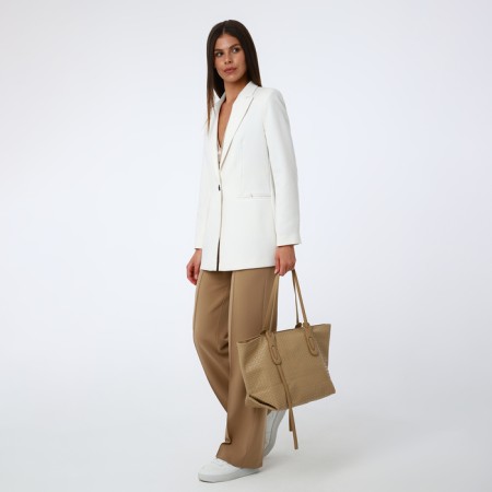 Zipper bag with lightning, beige color-8