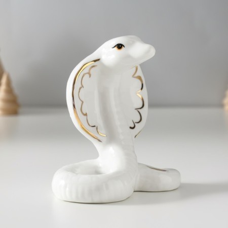 Souvenir ceramics "magnificent cobra" white with gold 5.5x10x9.5 cm-2