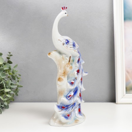 Souvenir Ceramics "Pavlin on a tree" Blue with gold 29x12x7.3 cm-1