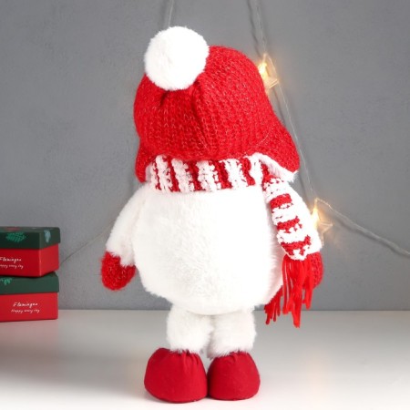 Interior doll "Snowman in a red hat with a ear with a bomb" 40x17x16 cm-3
