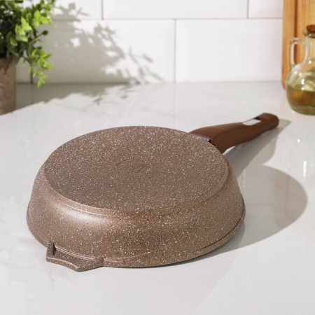 Granite Brown pan, D = 24 cm, anti -stick coating, removable handle, color mix-1
