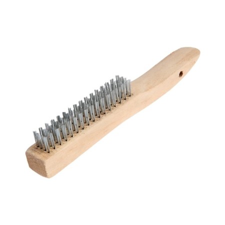 Metal manual tundra brush, hardened wire, wooden handle, 4-row-6