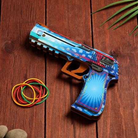Wooden souvenir "Pistol-Ruskitop" blue