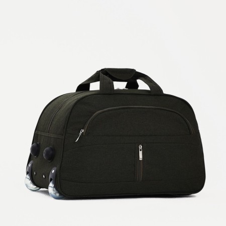 Road bag on lightning, on wheels, 2 outer pockets, khaki color