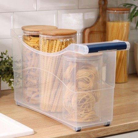 The storage container on the wheels Ricco, 10 l, 46.2 × 16.2 × 27.2 cm, with a pen, transparent-5