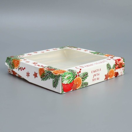 Folding box "Happiness, comfort, heat", 20 x 20 x 4 cm, New Year-2