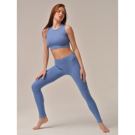 Female top in a rubber with a halter neckline Mirey Top Senza Maniche, Size 46-48, Blue Color-2