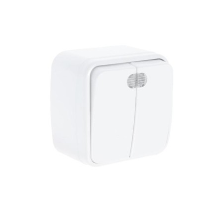 TDM switch "Cottage" folk, 10 A, IP20, 2 keys open with backlight, white