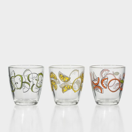 Low glass glass "Juicy fruit", 250 ml, mix-4