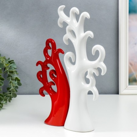 Souvenir ceramics "tree" red-white set 2 pcs 24x10 32x15 cm-2