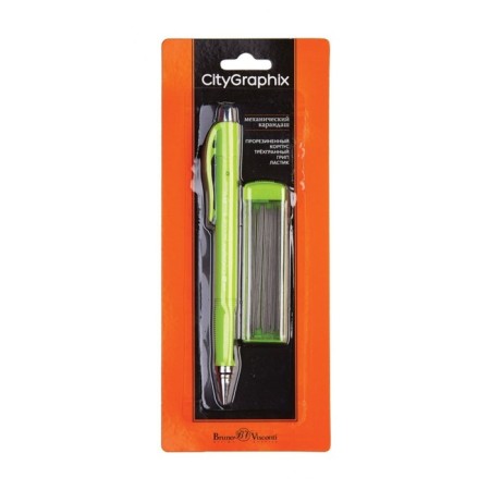 Mechanical pencil 0.5 mm BrunovisConti. CityGraphix, 2B, Soft Touch coating, with a set of spare rods, mix-3