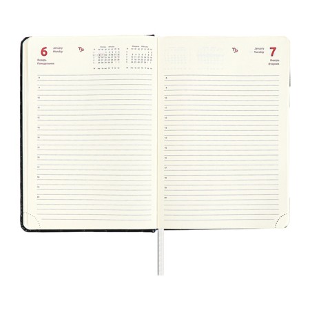 Dated diary 2024 A5 176 sheets, Devente.grande, firm artificial leather cover, stamping foil, lies, cream block 70 g/m2, black-12